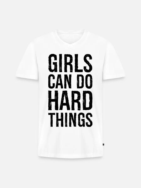 Mädchen können harte Dinge tun - Männer Premium Bio T-Shirt mit V-Ausschnitt - Weiß