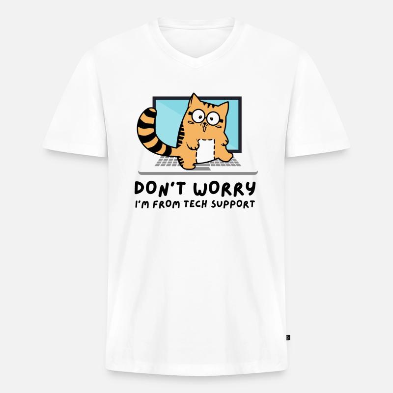 Non aver paura di essere di Tech Support Admin Cat - Maglietta ecologica premium da uomo con scollo a V - bianco
