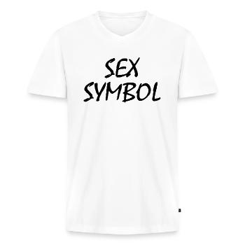 Sex symbol - Männer Premium Bio T-Shirt mit V-Ausschnitt - Weiß - Vorne - Nico (187cm)