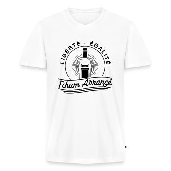 freedom equality rum arranged - Men's Premium Organic T-shirt with V-neck - white - Front - Nico (187cm)