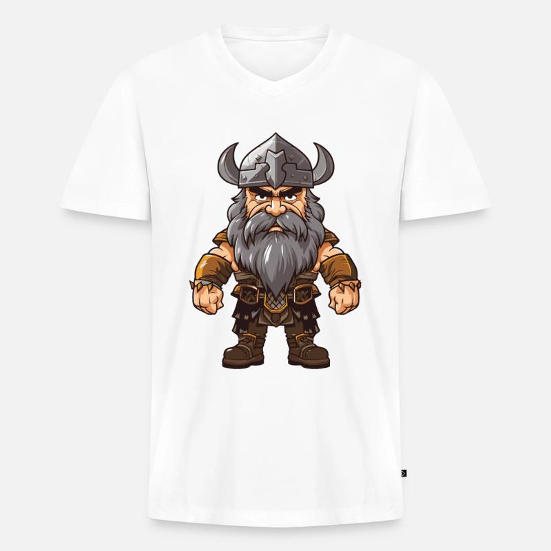 Wikinger Valhalla Krieger Odin - Männer Premium Bio T-Shirt mit V-Ausschnitt - Weiß