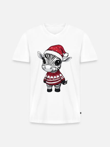 Zebra Christmas Comic - Men's Premium Organic T-shirt with V-neck - white