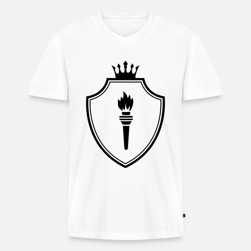 Flamme Wappen - Männer Premium Bio T-Shirt mit V-Ausschnitt - Weiß