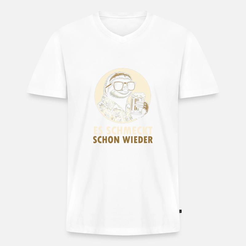 Faultier Bier - Männer Premium Bio T-Shirt mit V-Ausschnitt - undefined