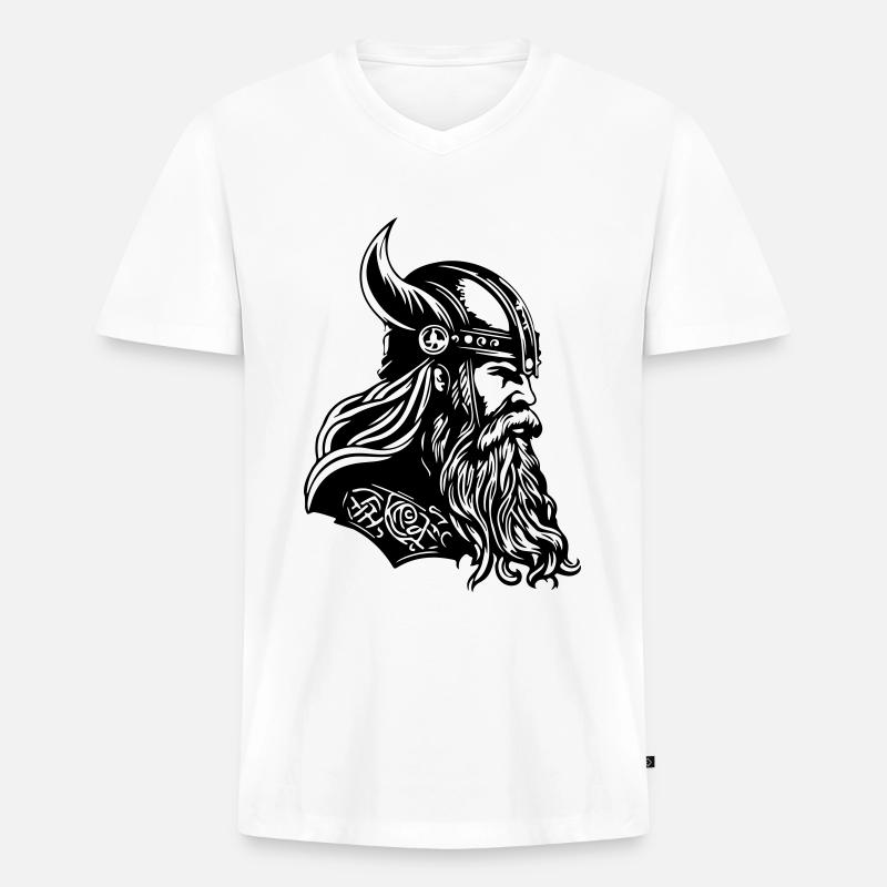 Wikinger Helm Krieger Viking - Männer Premium Bio T-Shirt mit V-Ausschnitt - Weiß