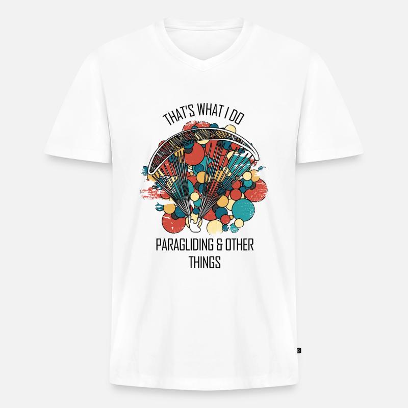 Paragliding Gleitschirm Paragleiter Paraglider - Männer Premium Bio T-Shirt mit V-Ausschnitt - Weiß