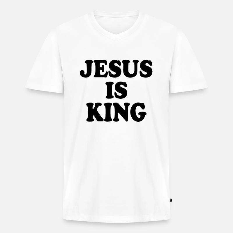 Jesus is king - Männer Premium Bio T-Shirt mit V-Ausschnitt - Weiß