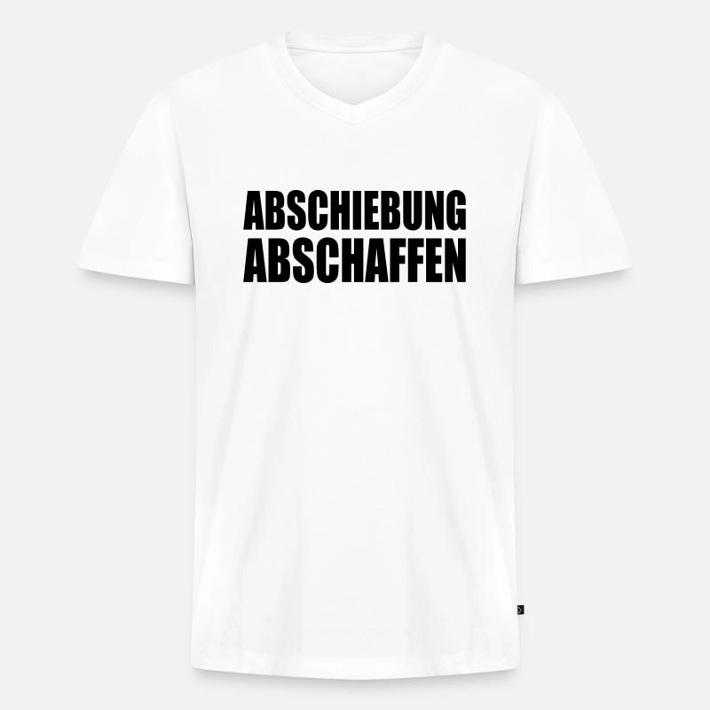 abschiebung abschaffen - Männer Premium Bio T-Shirt mit V-Ausschnitt - Weiß