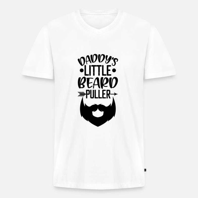 Daddy's Little Beard Puller Onesie - Männer Premium Bio T-Shirt mit V-Ausschnitt - Weiß