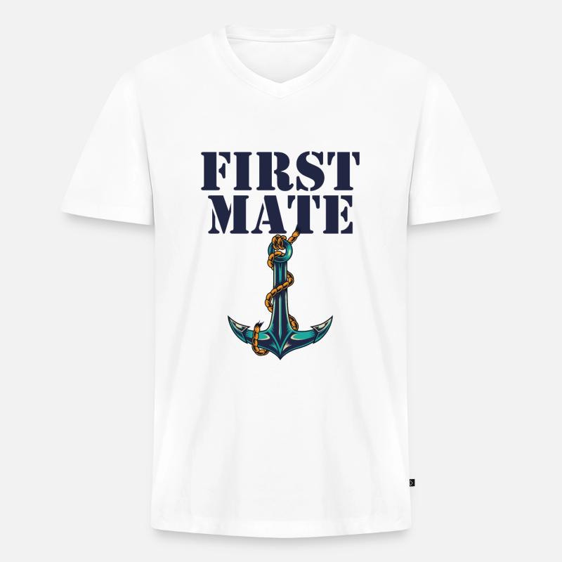 First Mate Daddy Matching - Männer Premium Bio T-Shirt mit V-Ausschnitt - Weiß