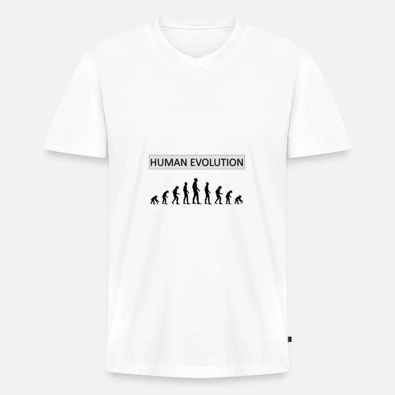 Human Evolution Drôle de design - T-shirt encolure en V Premium bio Homme - blanc