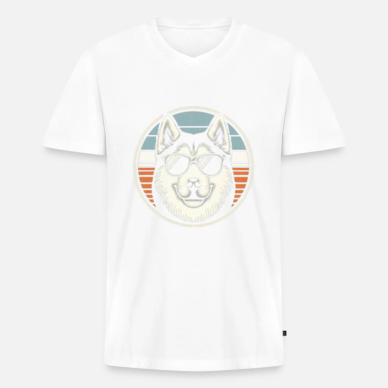 Husky Hund - Männer Premium Bio T-Shirt mit V-Ausschnitt - undefined