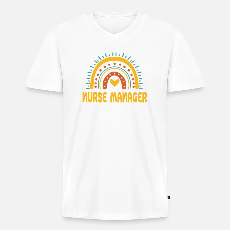 Pflegedienstleitung - Männer Premium Bio T-Shirt mit V-Ausschnitt - Weiß
