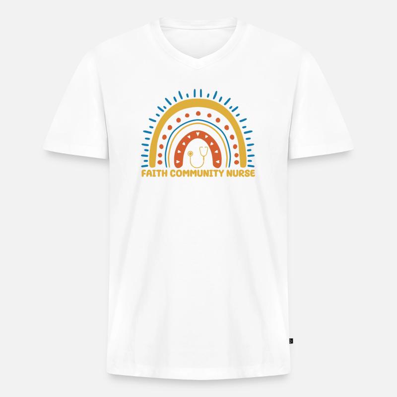 Gemeindekrankenschwester Boho Regenbogen - Männer Premium Bio T-Shirt mit V-Ausschnitt - Weiß