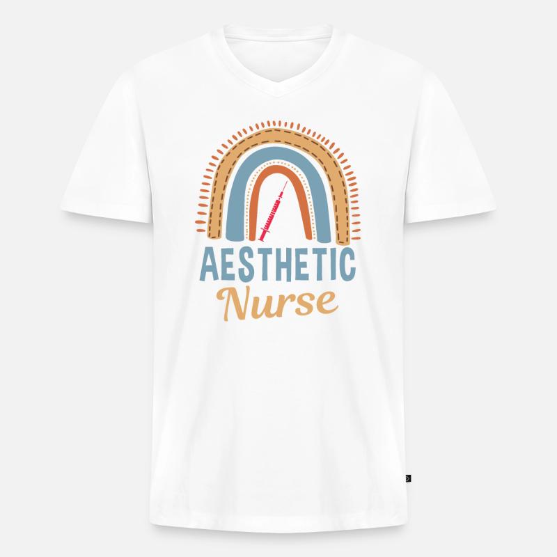 Ästhetische Krankenschwester Regenbogen - Männer Premium Bio T-Shirt mit V-Ausschnitt - Weiß