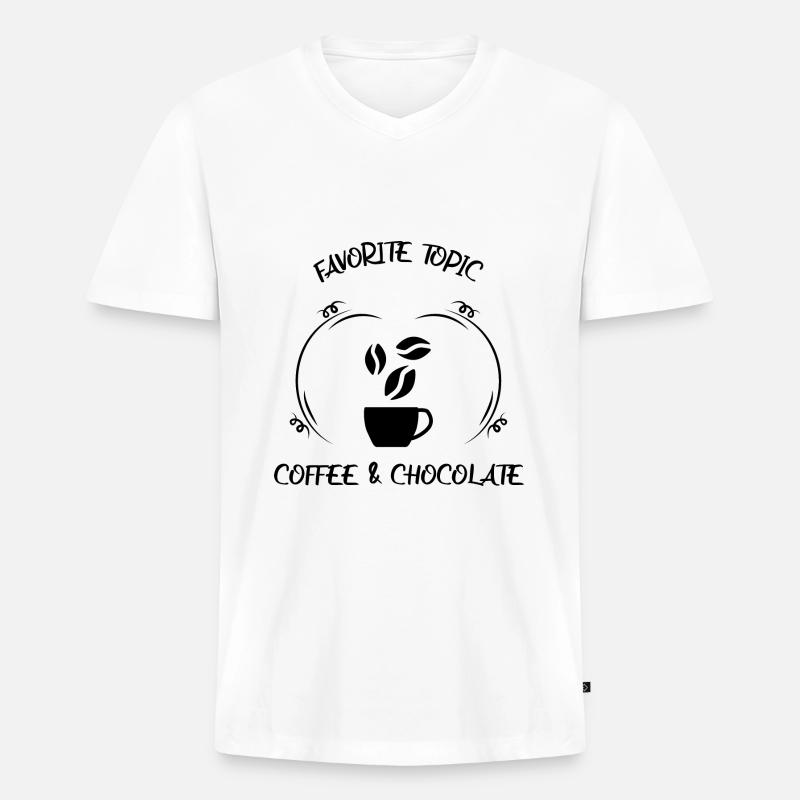 Kaffee Espresso Käffchen & Schokolade - Männer Premium Bio T-Shirt mit V-Ausschnitt - Weiß