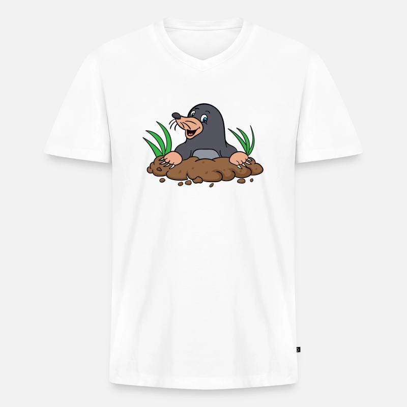Maulwurf - Comic - Cartoon - Geschenkidee - Männer Premium Bio T-Shirt mit V-Ausschnitt - Weiß