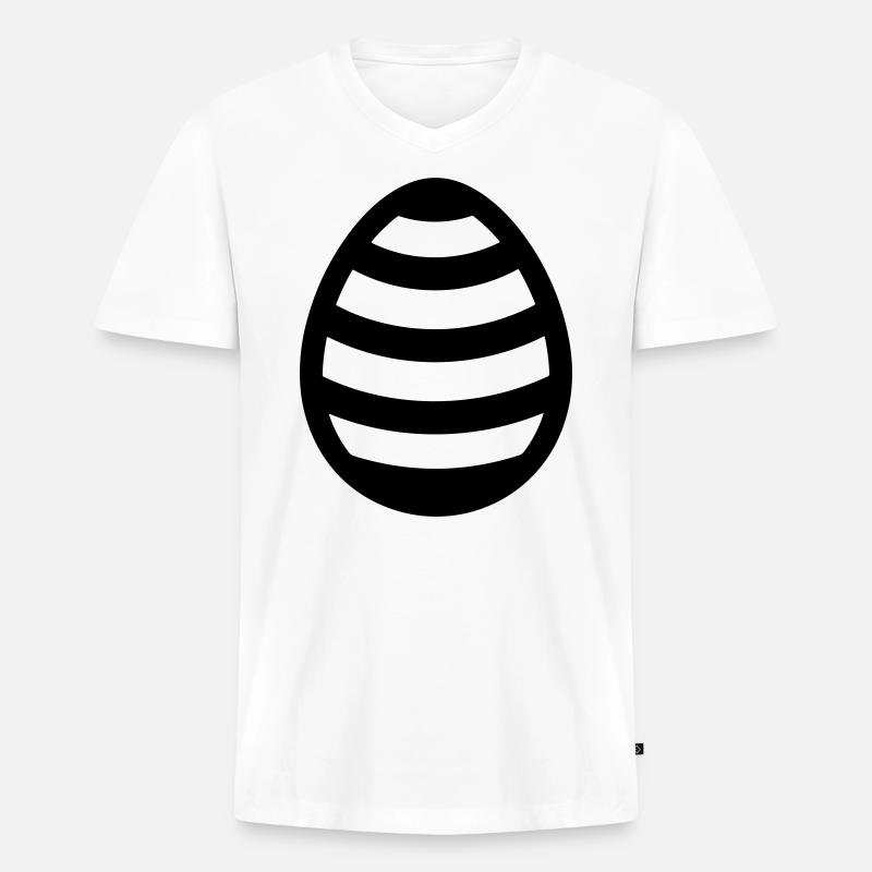 Ei - Männer Premium Bio T-Shirt mit V-Ausschnitt - Weiß