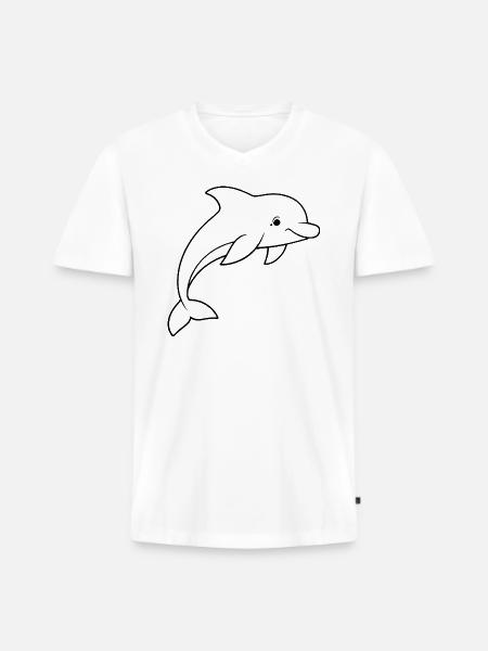 Minimalistic Dolphin - Men's Premium Organic T-shirt with V-neck - white