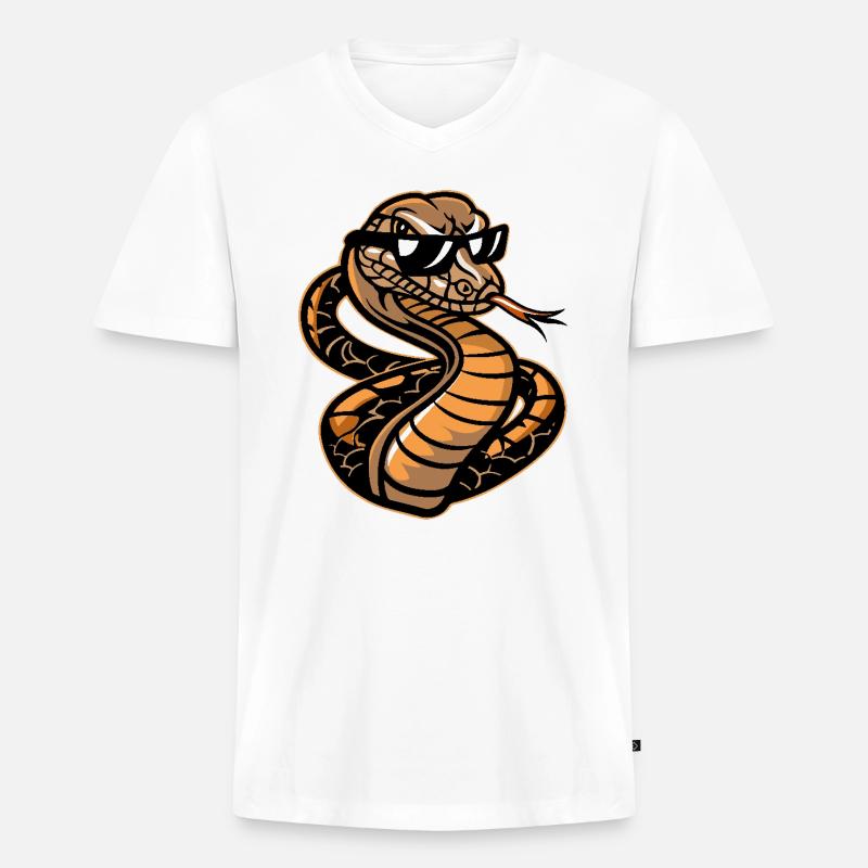 Schlange Kobra Cool Comic - Männer Premium Bio T-Shirt mit V-Ausschnitt - Weiß