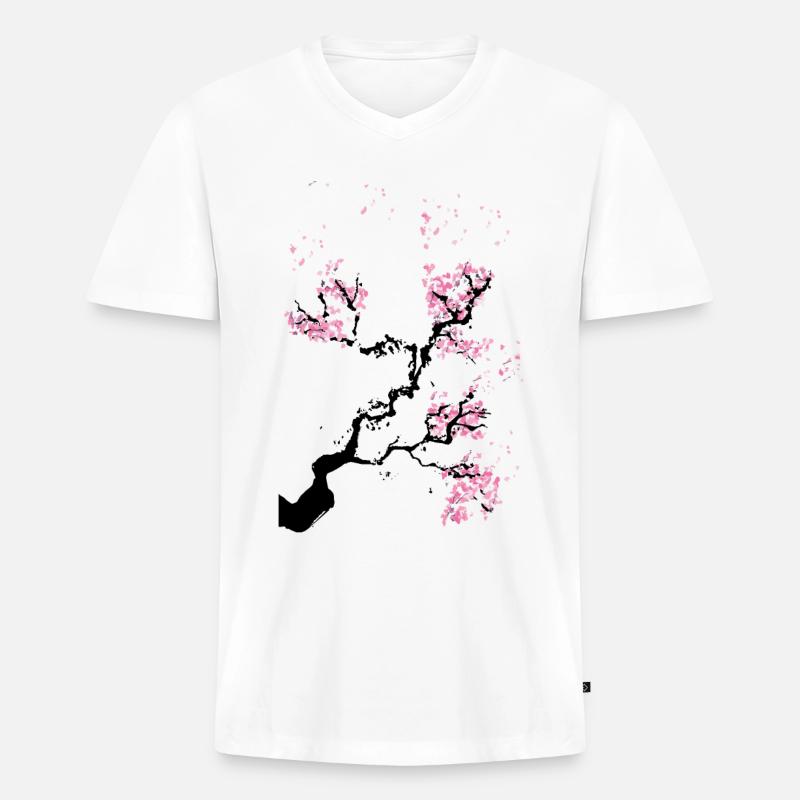Kirschblüte japan - Männer Premium Bio T-Shirt mit V-Ausschnitt - Weiß