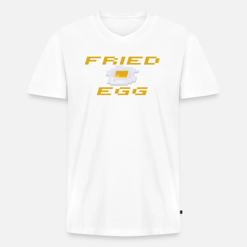 SBDesigns - Spiegelei / Spiegelei - Männer Premium Bio T-Shirt mit V-Ausschnitt - Weiß