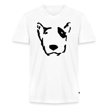 Bullterrier - Männer Premium Bio T-Shirt mit V-Ausschnitt - Weiß - Vorne - Nico (187cm)