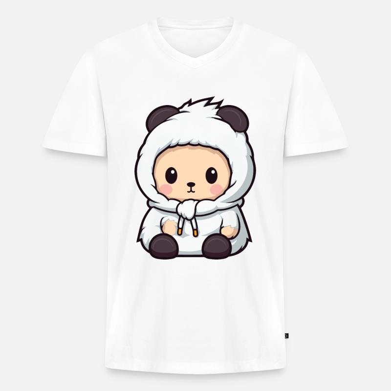 Eisbär Winter Polar Bär Comic - Männer Premium Bio T-Shirt mit V-Ausschnitt - Weiß