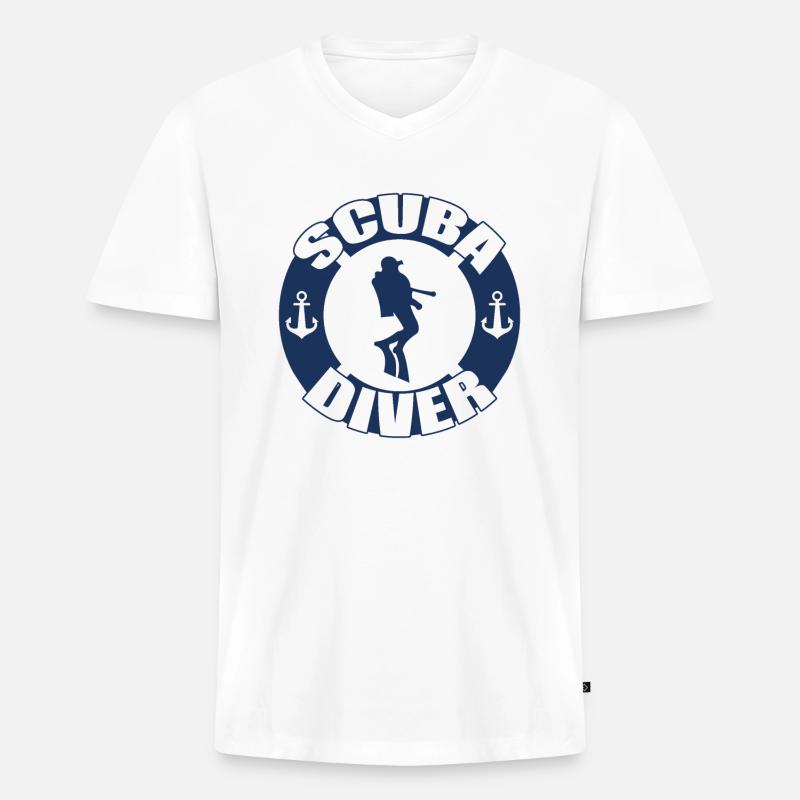 Tauchen Taucher Geschenk - Männer Premium Bio T-Shirt mit V-Ausschnitt - Weiß