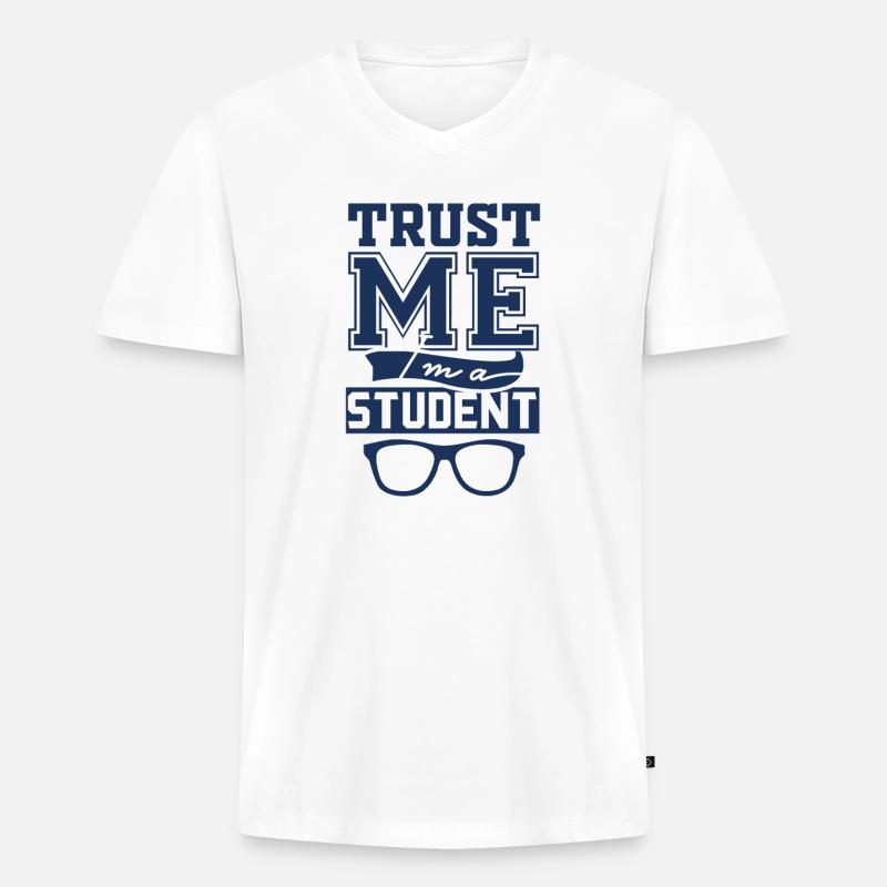 Student Student Student Student - Männer Premium Bio T-Shirt mit V-Ausschnitt - Weiß