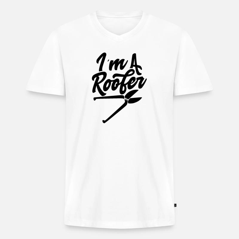 Ich bin Dachdecker - Männer Premium Bio T-Shirt mit V-Ausschnitt - Weiß