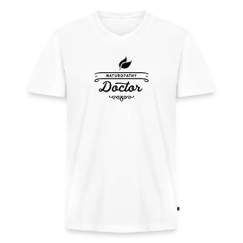 Naturheilkunde Heilpraktiker Alternative Medizin - Men's Premium Organic T-shirt with V-neck - white - Front - Nico (187cm)