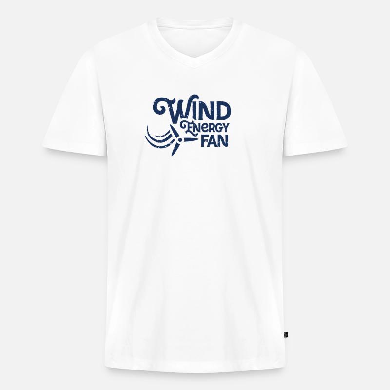 Énergie éolienne éolienne énergie éolienne - T-shirt encolure en V Premium bio Homme - blanc