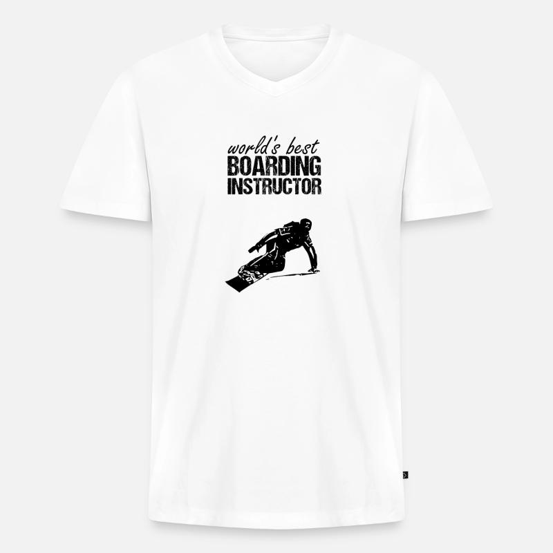 Bester Snowboardlehrer - Männer Premium Bio T-Shirt mit V-Ausschnitt - Weiß