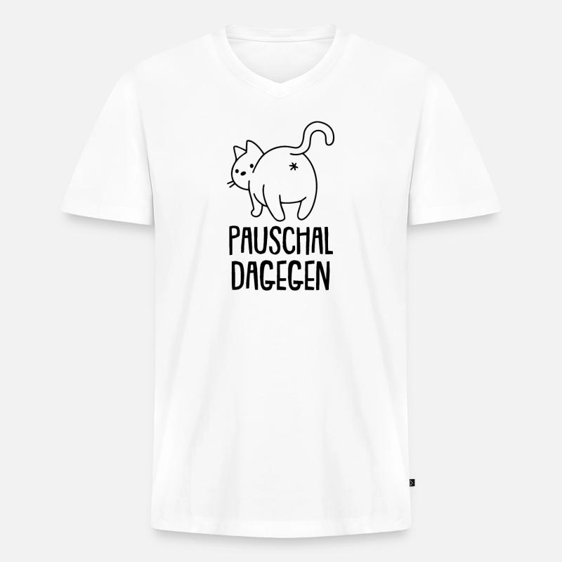 Pauschal Dagegen Katze mit Hintern - Männer Premium Bio T-Shirt mit V-Ausschnitt - Weiß