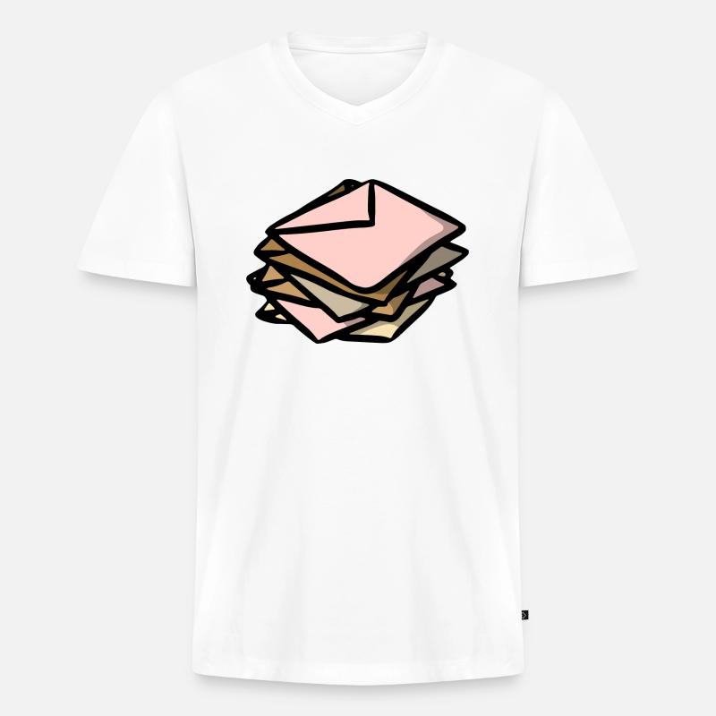 Briefe letters Briefumschlag envelope - Männer Premium Bio T-Shirt mit V-Ausschnitt - Weiß
