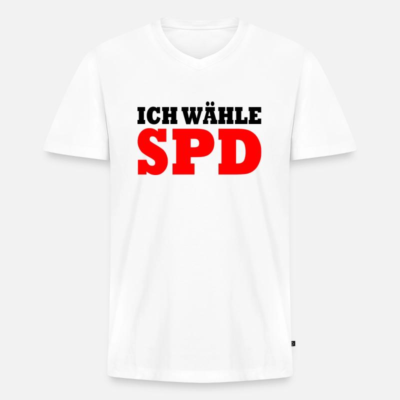 Ich wähle spd - Männer Premium Bio T-Shirt mit V-Ausschnitt - Weiß