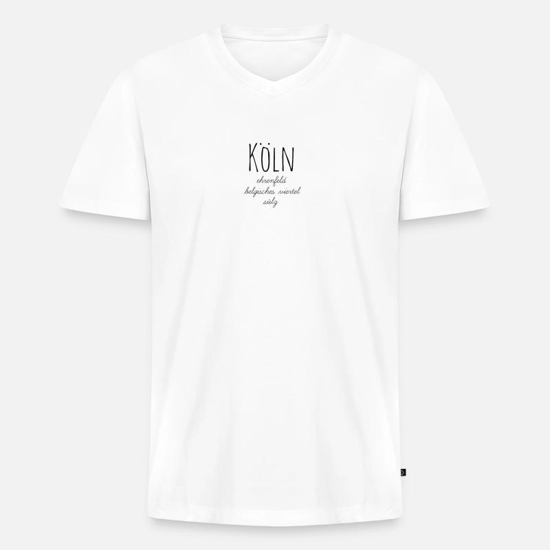 Köln - Männer Premium Bio T-Shirt mit V-Ausschnitt - Weiß