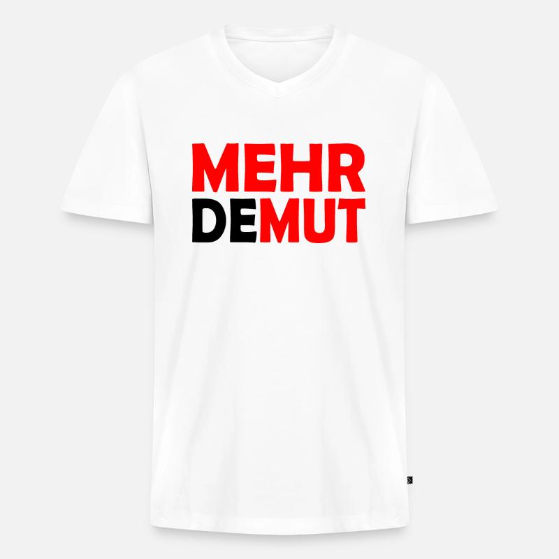 Demut - Männer Premium Bio T-Shirt mit V-Ausschnitt - Weiß