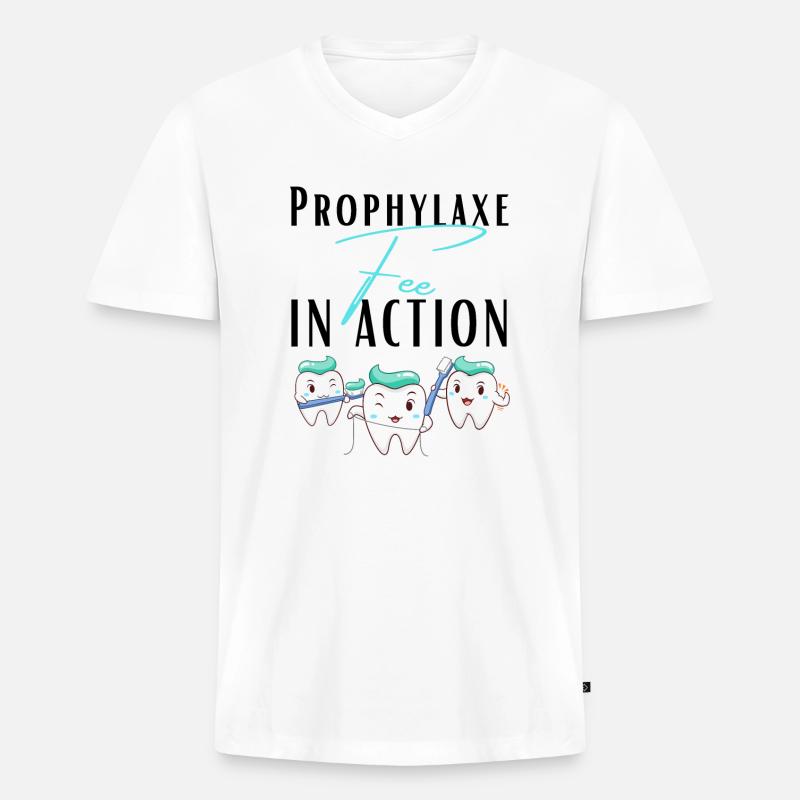 Propyhlaxe Fee Prophylaxe Assistentin ZMF - Männer Premium Bio T-Shirt mit V-Ausschnitt - Weiß