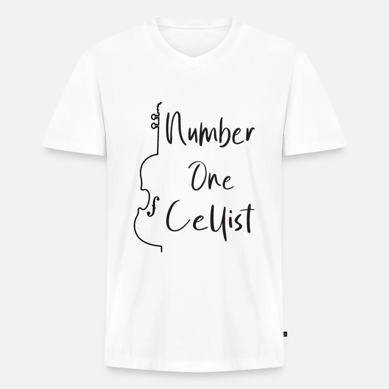 Cello Cellist Violoncello - Männer Premium Bio T-Shirt mit V-Ausschnitt - Weiß