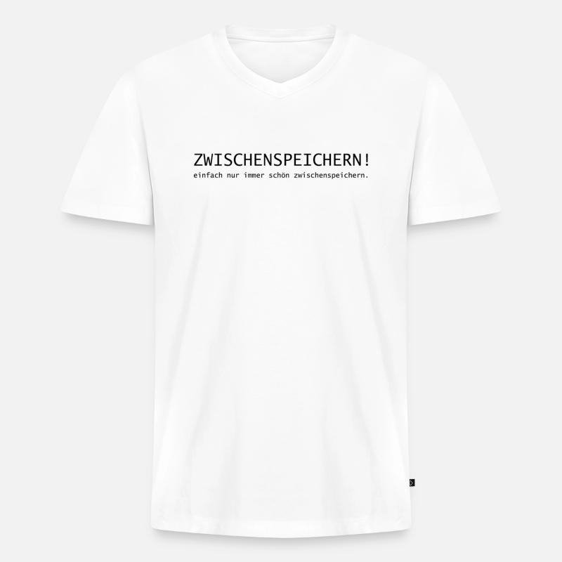 Zwischenspeichern! einfach immer schön speichern. - Männer Premium Bio T-Shirt mit V-Ausschnitt - Weiß