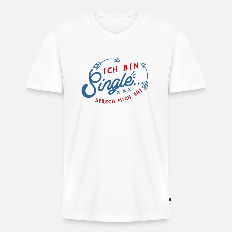 Ich bin Single - Männer Premium Bio T-Shirt mit V-Ausschnitt - Weiß