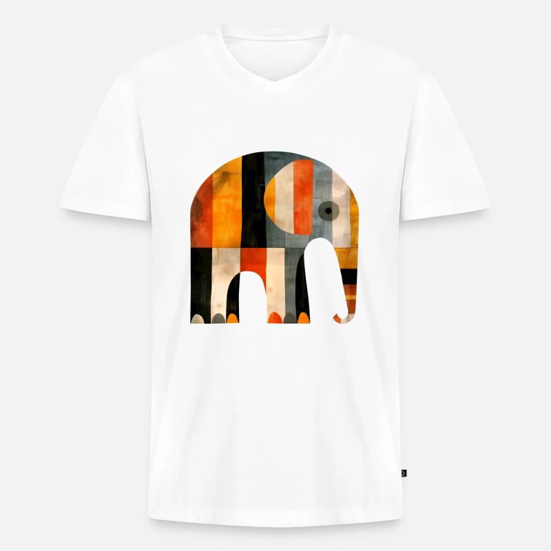 Elefant - Männer Premium Bio T-Shirt mit V-Ausschnitt - Weiß