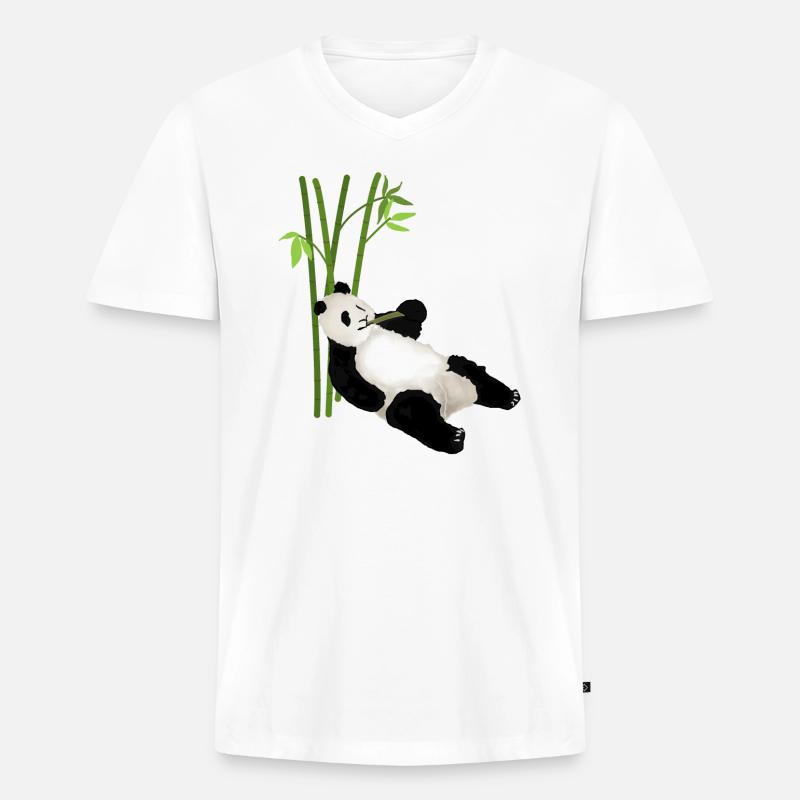 Panda, Pandabär - Männer Premium Bio T-Shirt mit V-Ausschnitt - Weiß