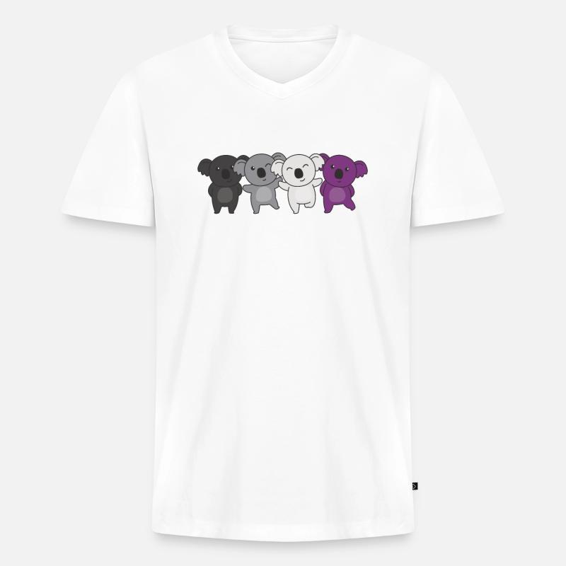 Asexual Flag Pride LGBTQ süßer Koala - Männer Premium Bio T-Shirt mit V-Ausschnitt - Weiß