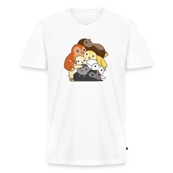 Bear Brotherhood Flag Pride Pingouin mignon LGBTQ - T-shirt encolure en V Premium bio Homme - blanc - Devant - Nico (187cm)