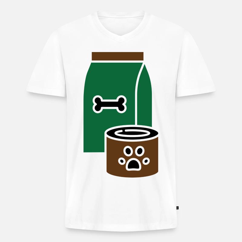 Hundefutter - Männer Premium Bio T-Shirt mit V-Ausschnitt - Weiß