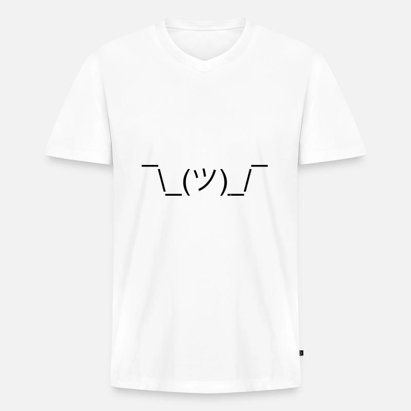 Shruggie Emojicon Design. Geschenk. Geschenkidee - Männer Premium Bio T-Shirt mit V-Ausschnitt - Weiß