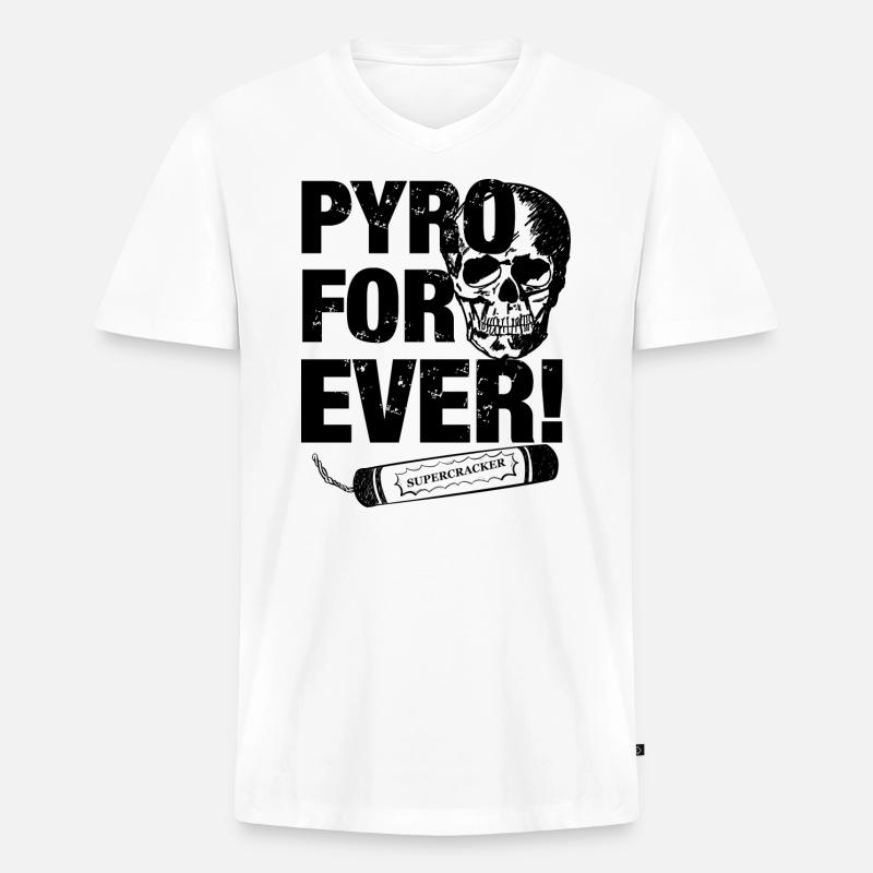 Feuerwerk Totenkopf Firecracker - Männer Premium Bio T-Shirt mit V-Ausschnitt - Weiß